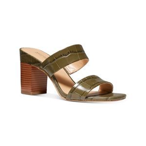MICHAEL MICHAEL KORS Womens Green Croc Glenda Slip On Leather Slide Sandals 10 M